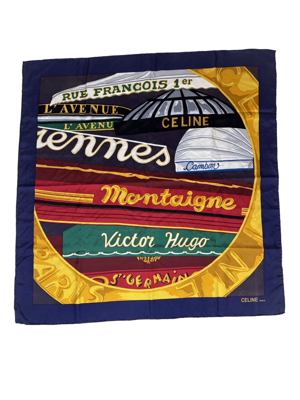 Celine Multicolor Parisian Graphic Silk Scarf